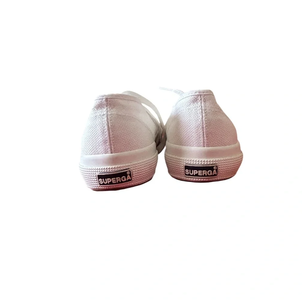Superga White Canvas Low-Top Sneakers with Subtle Red Logo